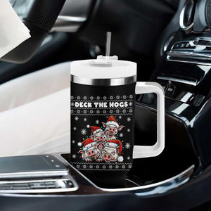 Deck The Hogs Ugly Christmas Sweater Tumbler With Handle Pig Lover Gift TS12 Print Your Wear