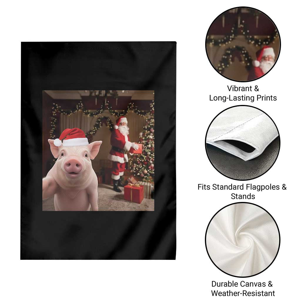 Funny Christmas Pig Selfie With Santa Gift Garden Flag TS12 Print Your Wear