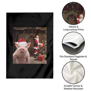 Funny Christmas Pig Selfie With Santa Gift Garden Flag TS12 Print Your Wear