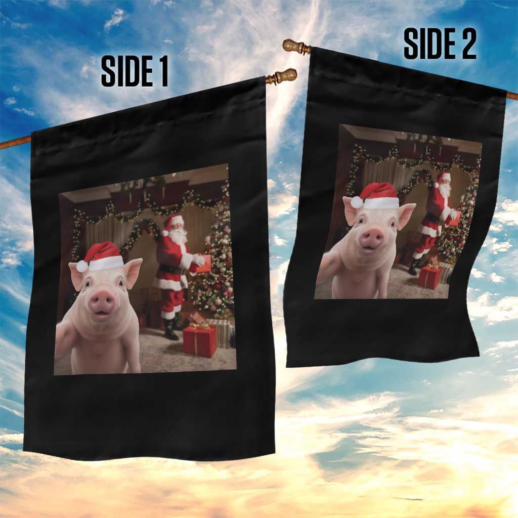 Funny Christmas Pig Selfie With Santa Gift Garden Flag TS12 Print Your Wear
