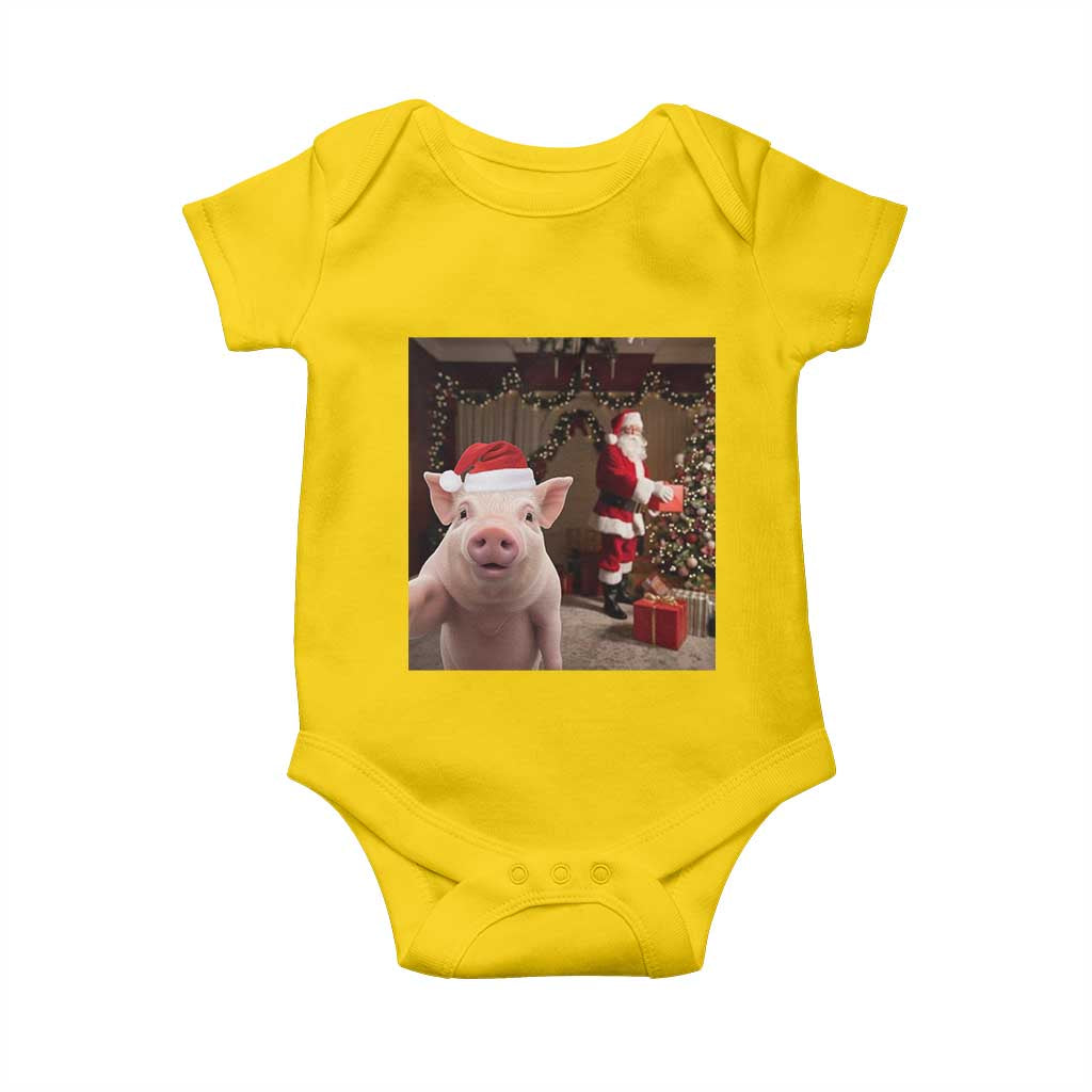 Funny Christmas Pig Selfie With Santa Gift Baby Onesie TS12 Daisy Print Your Wear