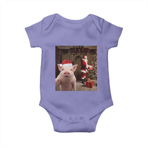 Funny Christmas Pig Selfie With Santa Gift Baby Onesie TS12 Violet Print Your Wear