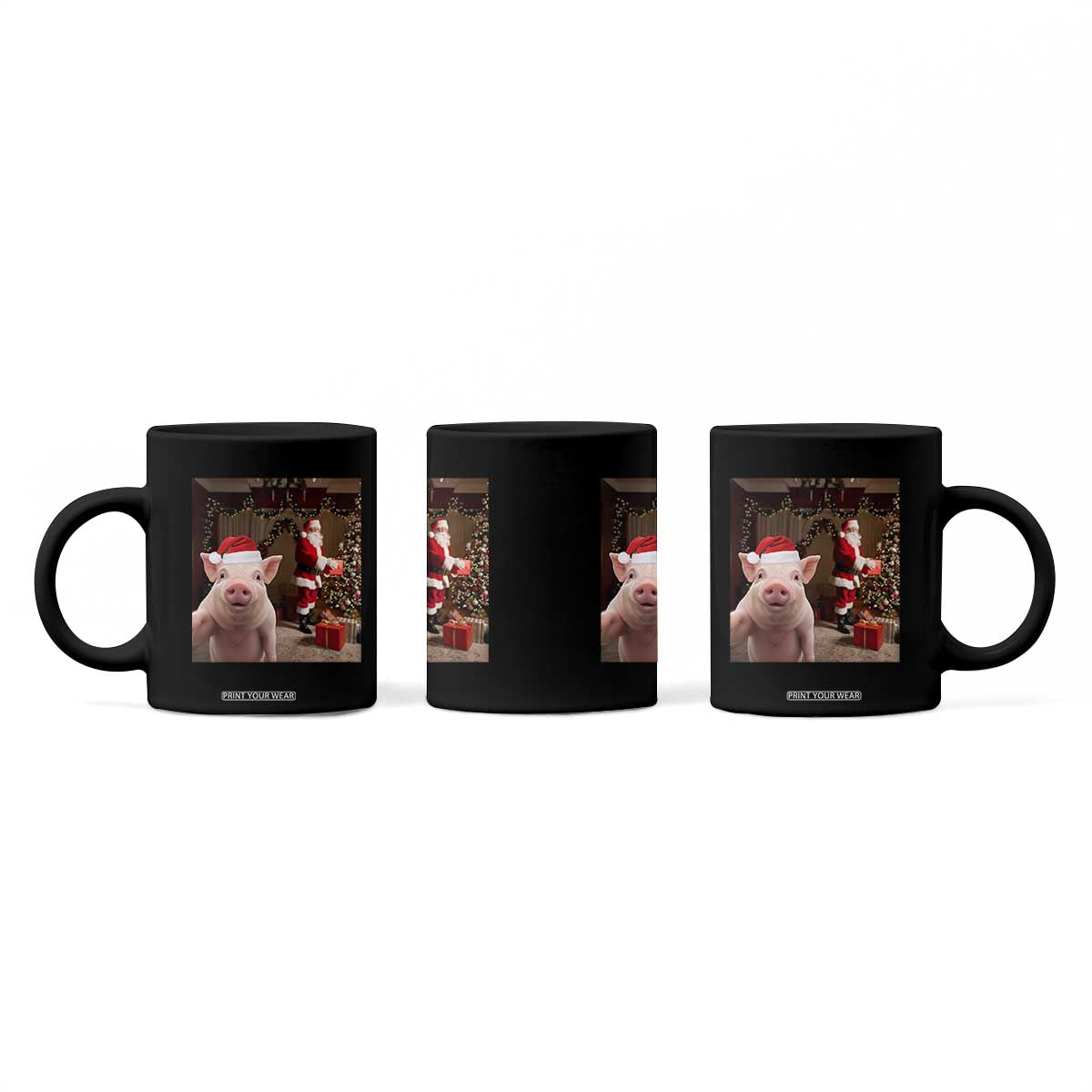Funny Christmas Pig Selfie With Santa Gift Coffee Mug TS12 Print Your Wear