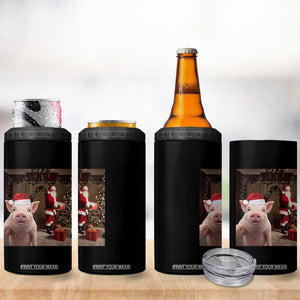 Funny Christmas Pig Selfie With Santa Gift 4 in 1 Can Cooler Tumbler TS12 Print Your Wear