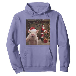 Funny Christmas Pig Selfie With Santa Gift Hoodie TS12 Violet Print Your Wear