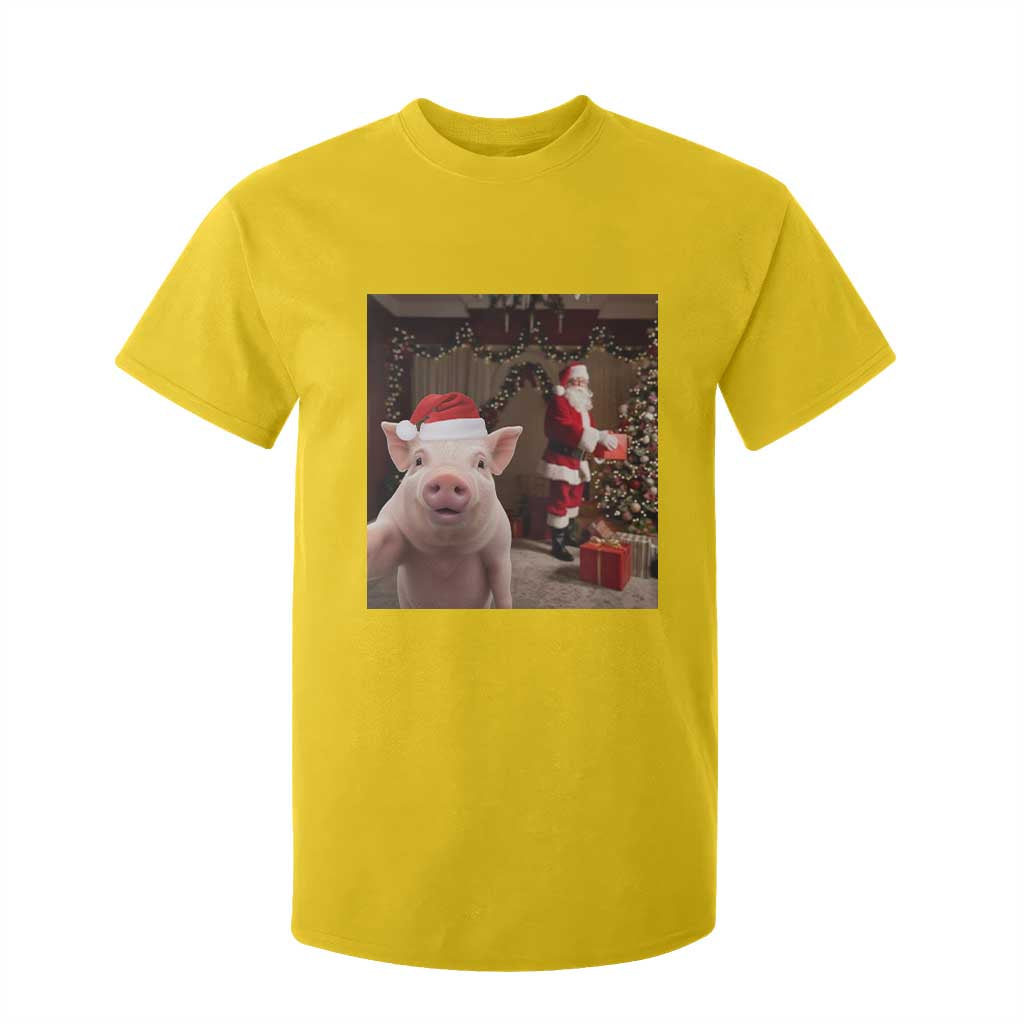 Funny Christmas Pig Selfie With Santa Gift T Shirt For Kid TS12 Daisy Print Your Wear