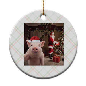 Funny Christmas Pig Selfie With Santa Gift Ceramic Ornament TS12 1pc Christmas Plaid Print Your Wear
