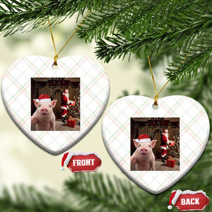 Funny Christmas Pig Selfie With Santa Gift Ceramic Ornament TS12 Print Your Wear