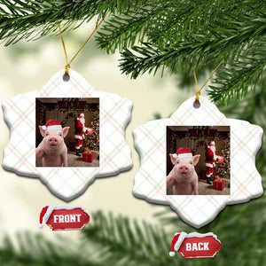 Funny Christmas Pig Selfie With Santa Gift Ceramic Ornament TS12 Print Your Wear