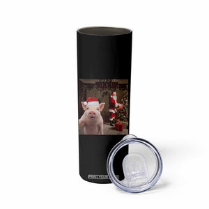 Funny Christmas Pig Selfie With Santa Gift Skinny Tumbler TS12 Print Your Wear