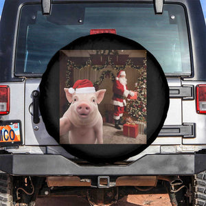 Funny Christmas Pig Selfie With Santa Gift Spare Tire Cover TS12 No hole Black Print Your Wear