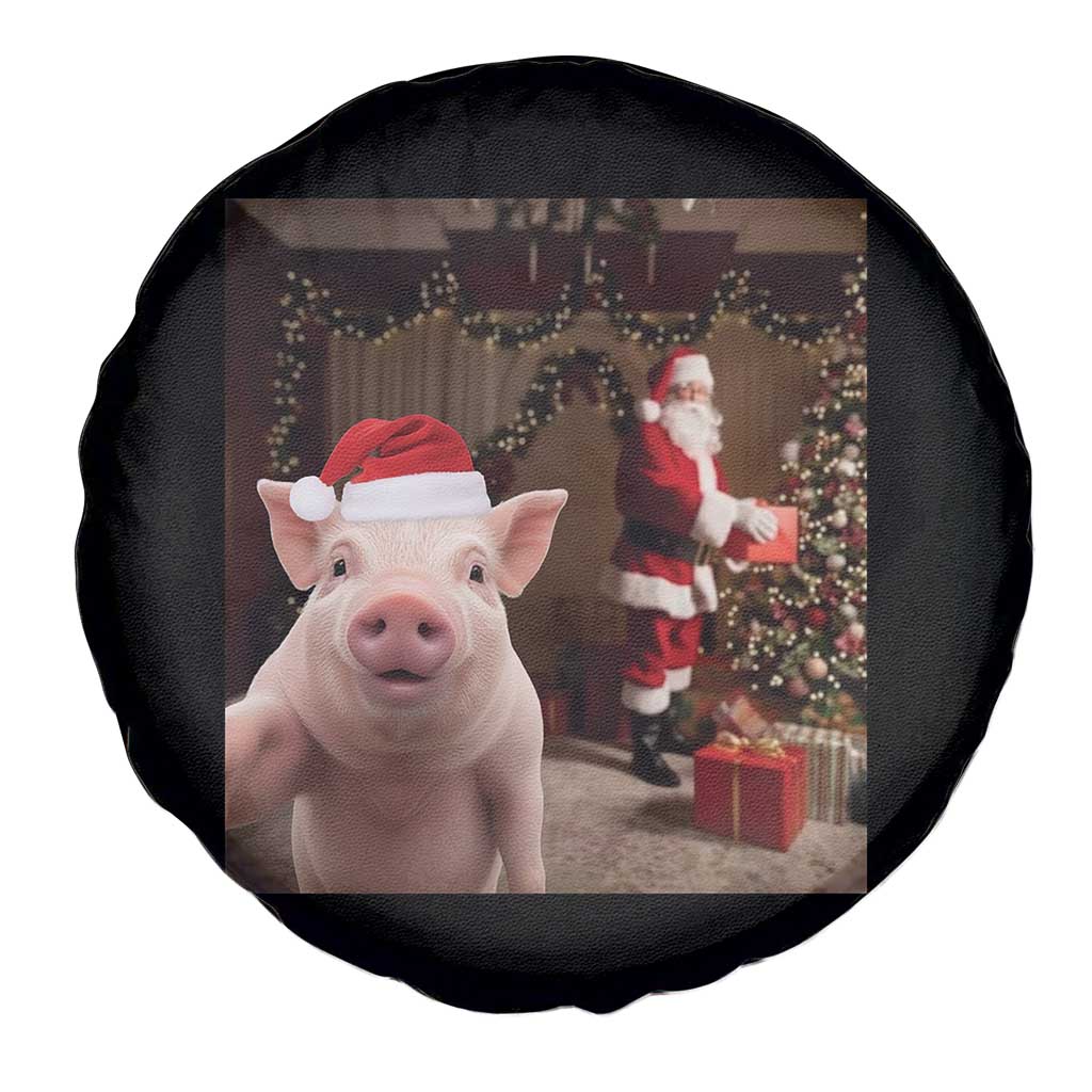 Funny Christmas Pig Selfie With Santa Gift Spare Tire Cover TS12 Print Your Wear