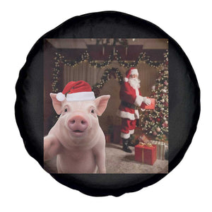 Funny Christmas Pig Selfie With Santa Gift Spare Tire Cover TS12 Print Your Wear