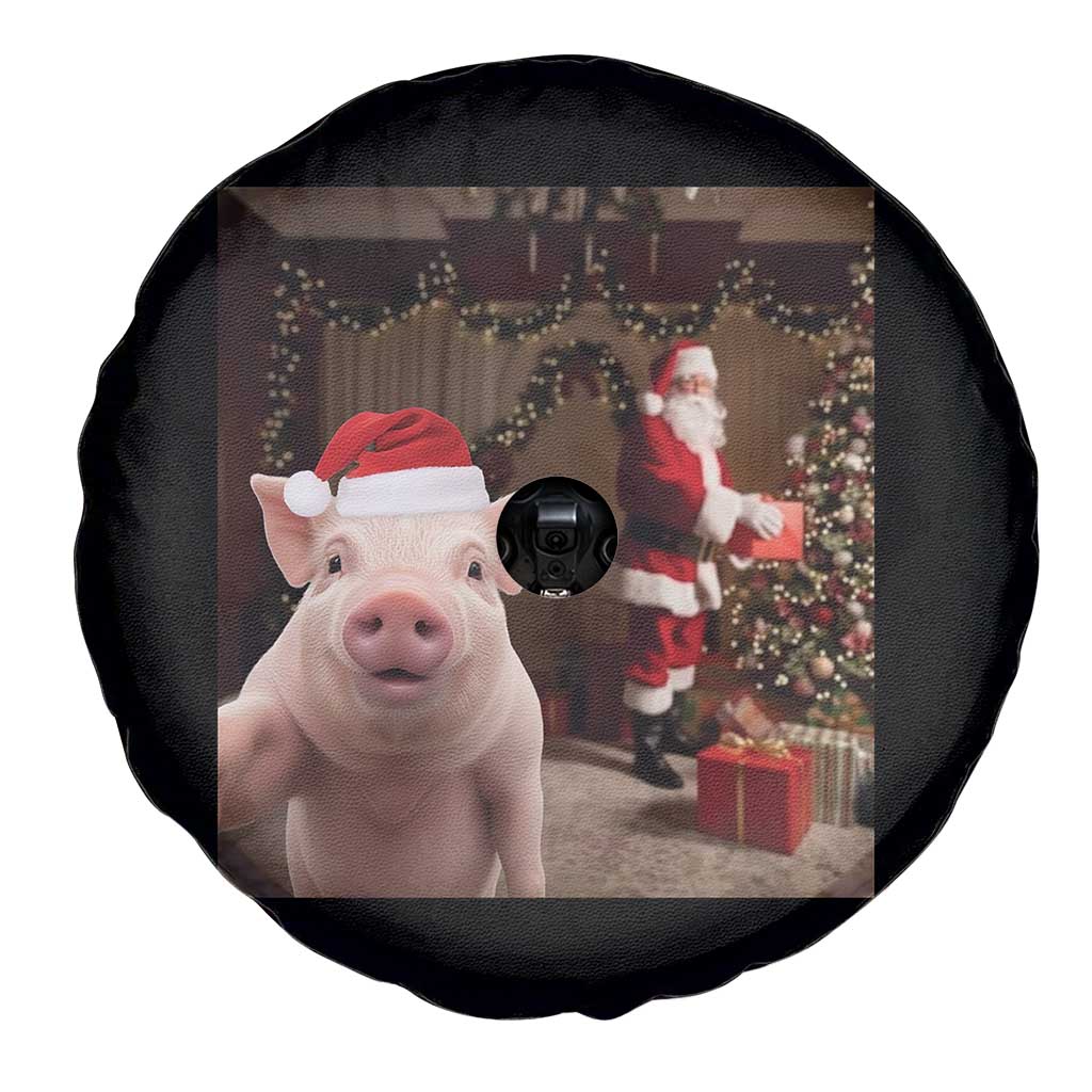 Funny Christmas Pig Selfie With Santa Gift Spare Tire Cover TS12 Print Your Wear