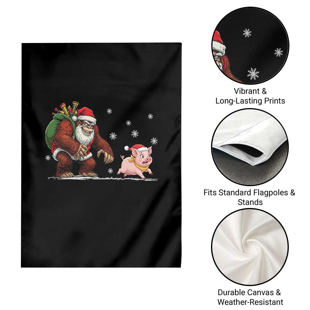 Christmas Cryptid Farm Life Gift Garden Flag Funny Bigfoot Chasing Pig TS12 Print Your Wear
