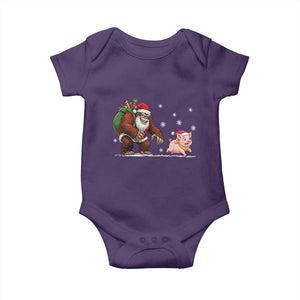 Christmas Cryptid Farm Life Gift Baby Onesie Funny Bigfoot Chasing Pig TS12 Purple Print Your Wear