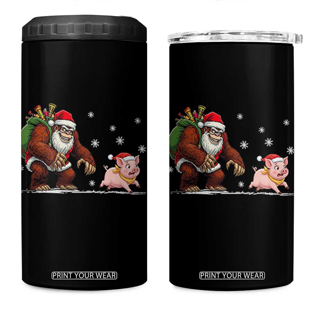 Christmas Cryptid Farm Life Gift 4 in 1 Can Cooler Tumbler Funny Bigfoot Chasing Pig TS12 One Size: 16 oz Black Print Your Wear