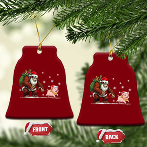 Christmas Cryptid Farm Life Gift Ceramic Ornament Funny Bigfoot Chasing Pig TS12 Print Your Wear