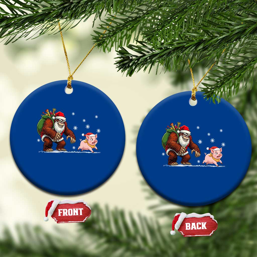 Christmas Cryptid Farm Life Gift Ceramic Ornament Funny Bigfoot Chasing Pig TS12 1pc Blue Print Your Wear