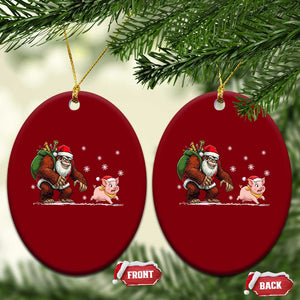 Christmas Cryptid Farm Life Gift Ceramic Ornament Funny Bigfoot Chasing Pig TS12 Print Your Wear
