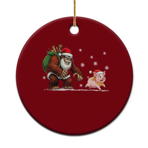 Christmas Cryptid Farm Life Gift Ceramic Ornament Funny Bigfoot Chasing Pig TS12 1pc Red Print Your Wear