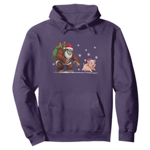 Christmas Cryptid Farm Life Gift Hoodie Funny Bigfoot Chasing Pig TS12 Purple Print Your Wear