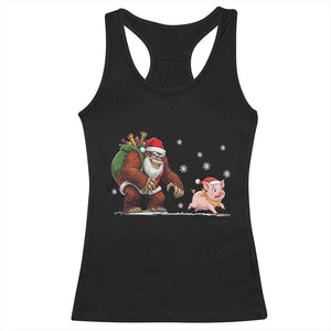 Christmas Cryptid Farm Life Gift Racerback Tank Top Funny Bigfoot Chasing Pig TS12 Black Print Your Wear