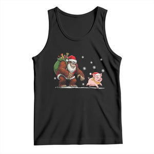 Christmas Cryptid Farm Life Gift Tank Top Funny Bigfoot Chasing Pig TS12 Black Print Your Wear