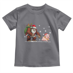 Christmas Cryptid Farm Life Gift Toddler T Shirt Funny Bigfoot Chasing Pig TS12 Charcoal Print Your Wear