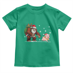 Christmas Cryptid Farm Life Gift Toddler T Shirt Funny Bigfoot Chasing Pig TS12 Irish Green Print Your Wear