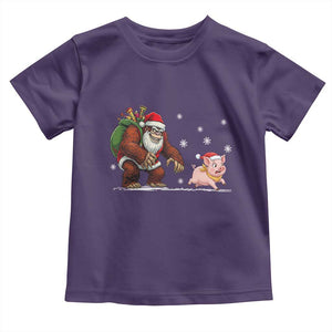 Christmas Cryptid Farm Life Gift Toddler T Shirt Funny Bigfoot Chasing Pig TS12 Purple Print Your Wear