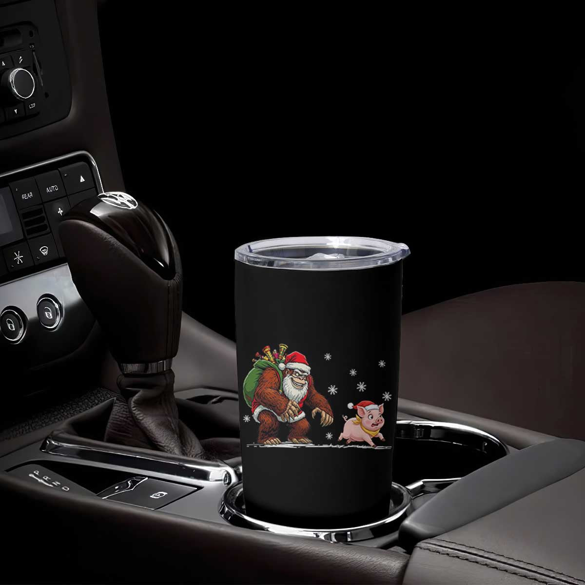Christmas Cryptid Farm Life Gift Tumbler Cup Funny Bigfoot Chasing Pig TS12 Print Your Wear