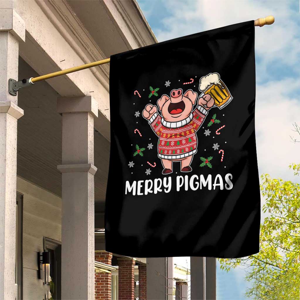 Christmas Pig Drinking Beer Garden Flag Funny Merry Pigmas Gift TS12 Print Your Wear