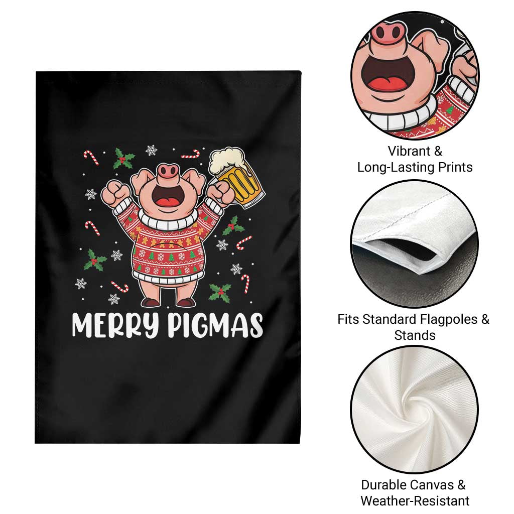 Christmas Pig Drinking Beer Garden Flag Funny Merry Pigmas Gift TS12 Print Your Wear