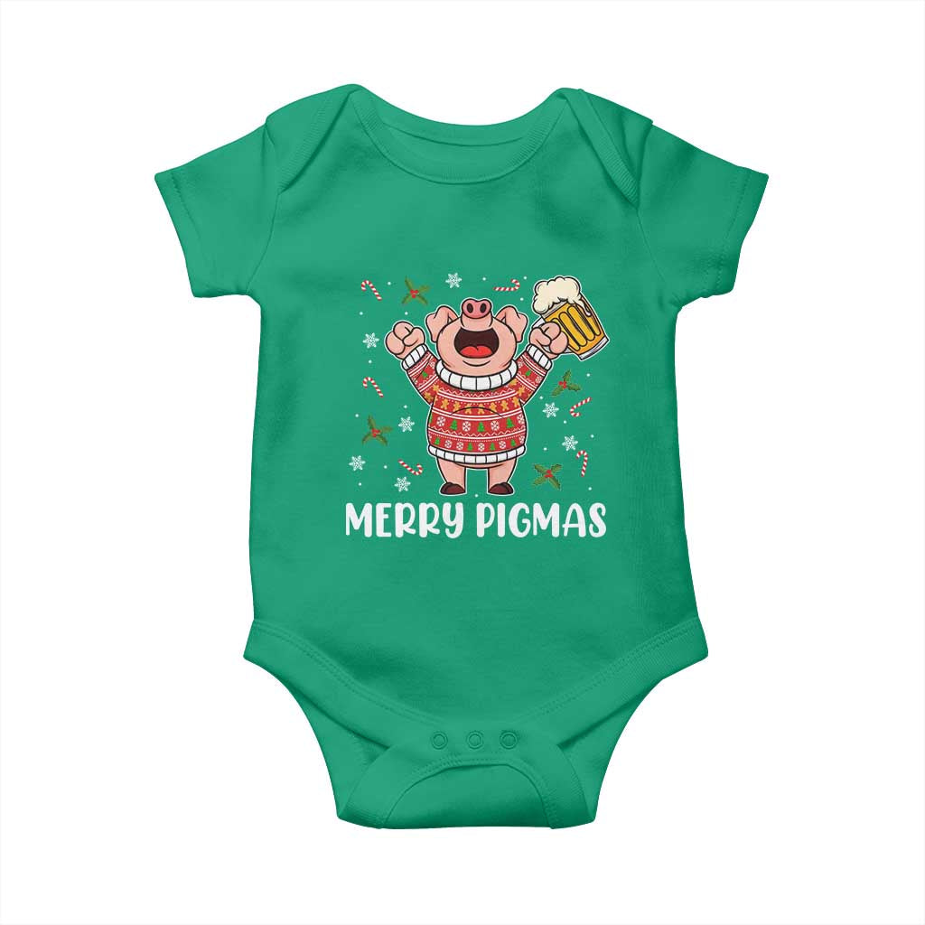 Christmas Pig Drinking Beer Baby Onesie Funny Merry Pigmas Gift TS12 Irish Green Print Your Wear