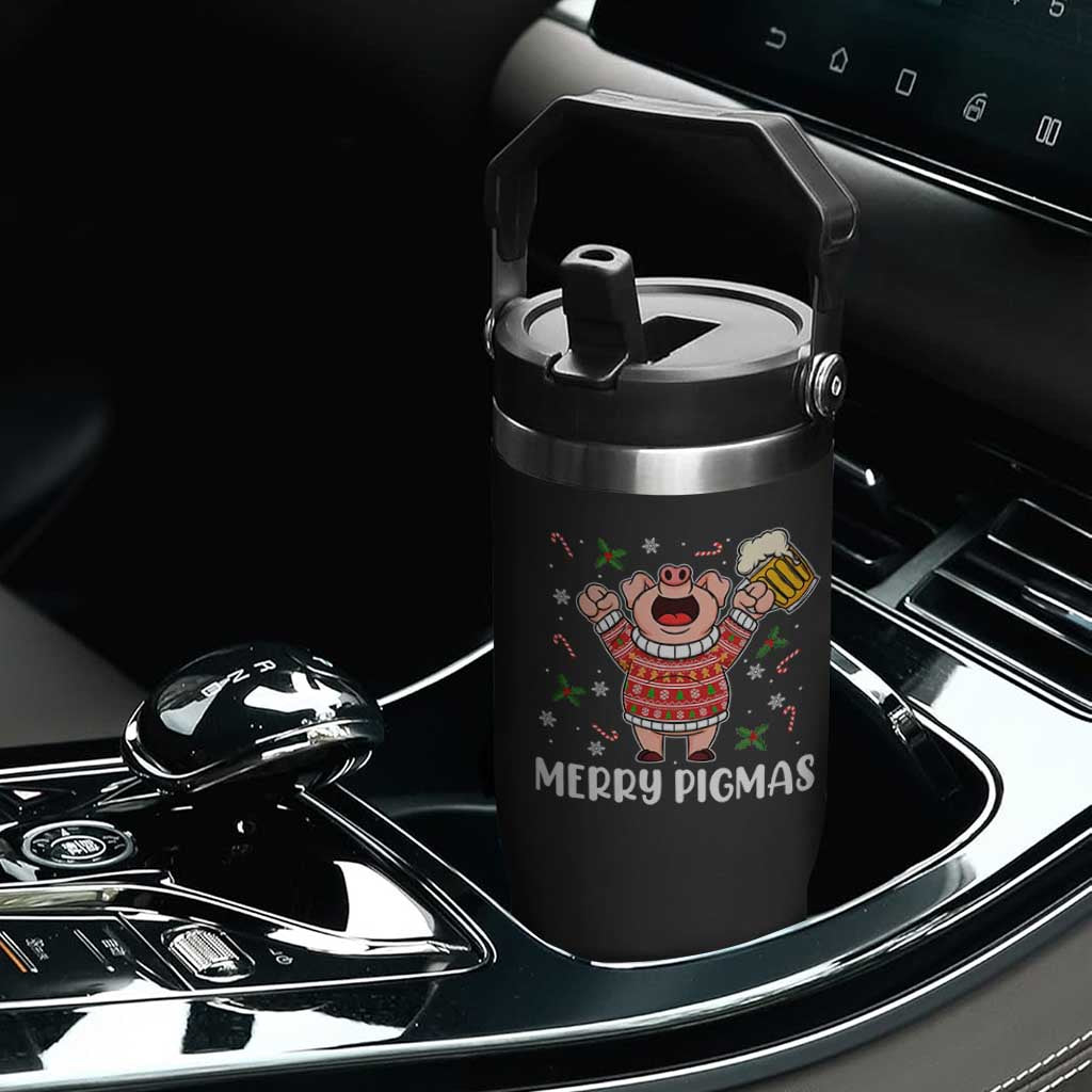 Christmas Pig Drinking Beer Flip Straw Tumbler Funny Merry Pigmas Gift TS12 Print Your Wear