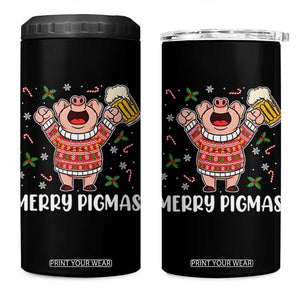 Christmas Pig Drinking Beer 4 in 1 Can Cooler Tumbler Funny Merry Pigmas Gift TS12 One Size: 16 oz Black Print Your Wear