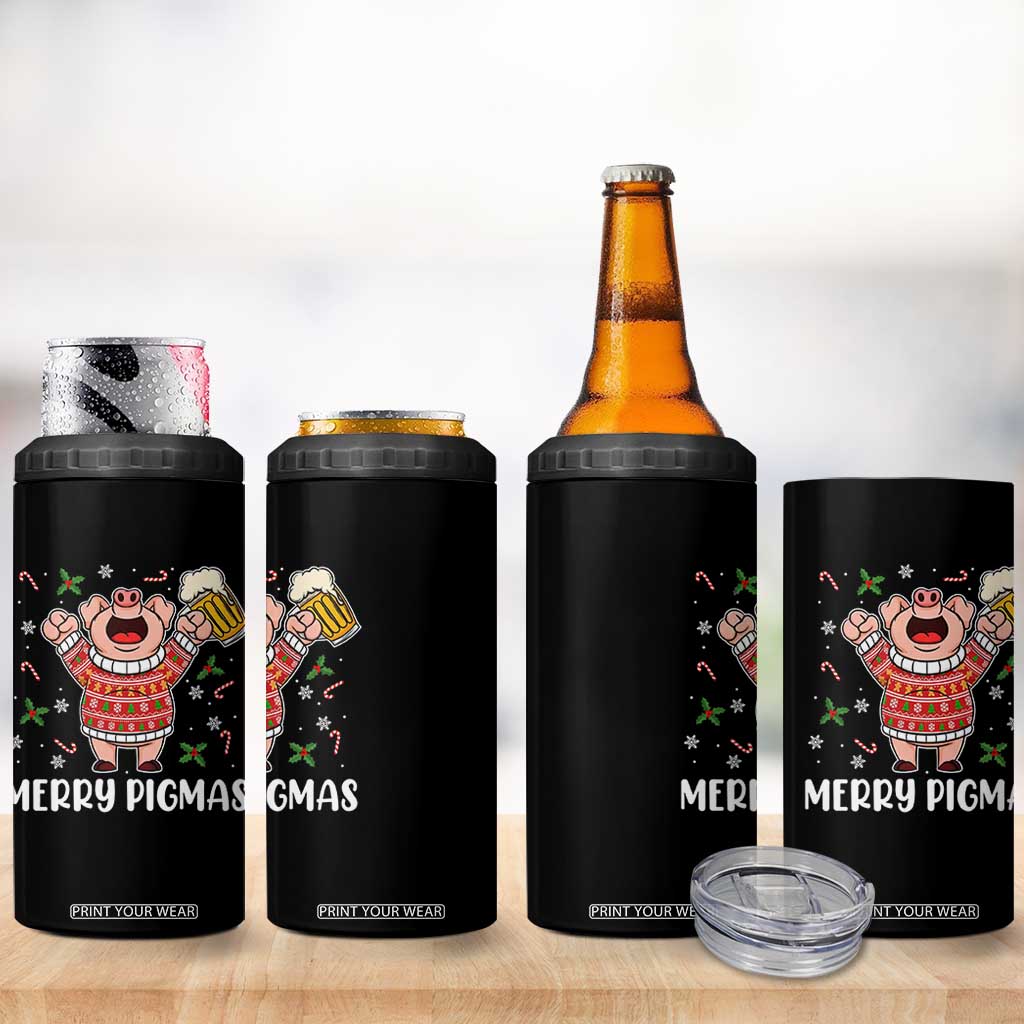 Christmas Pig Drinking Beer 4 in 1 Can Cooler Tumbler Funny Merry Pigmas Gift TS12 Print Your Wear