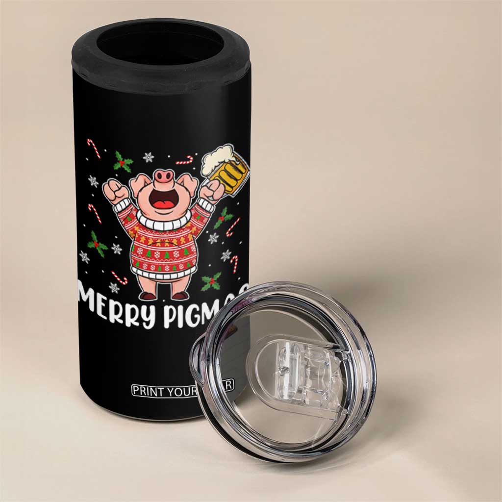 Christmas Pig Drinking Beer 4 in 1 Can Cooler Tumbler Funny Merry Pigmas Gift TS12 Print Your Wear
