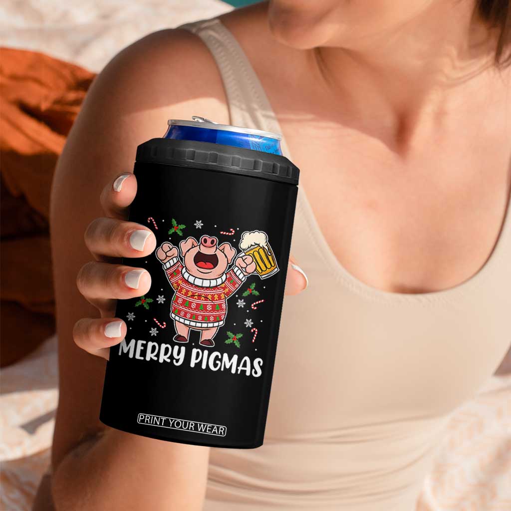 Christmas Pig Drinking Beer 4 in 1 Can Cooler Tumbler Funny Merry Pigmas Gift TS12 Print Your Wear