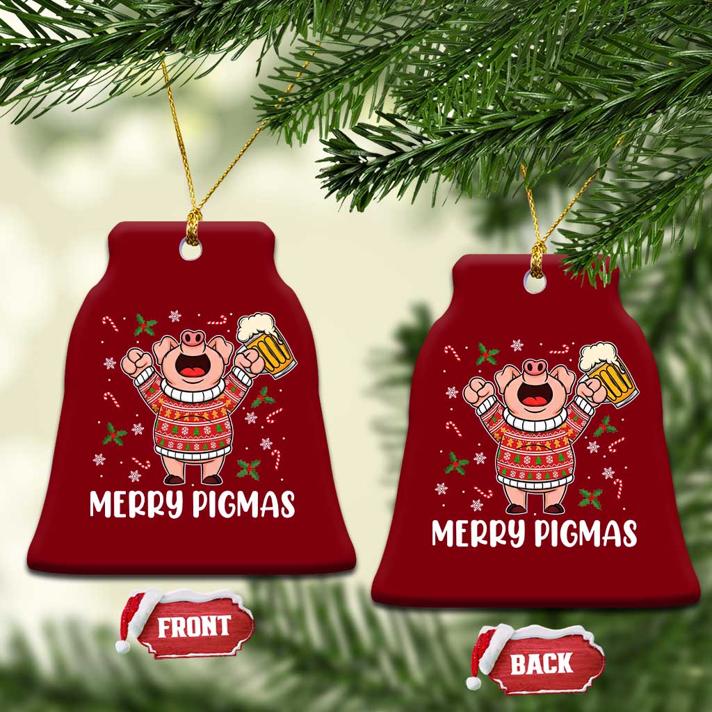 Christmas Pig Drinking Beer Ceramic Ornament Funny Merry Pigmas Gift TS12 Print Your Wear