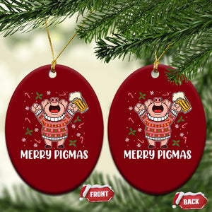 Christmas Pig Drinking Beer Ceramic Ornament Funny Merry Pigmas Gift TS12 Print Your Wear