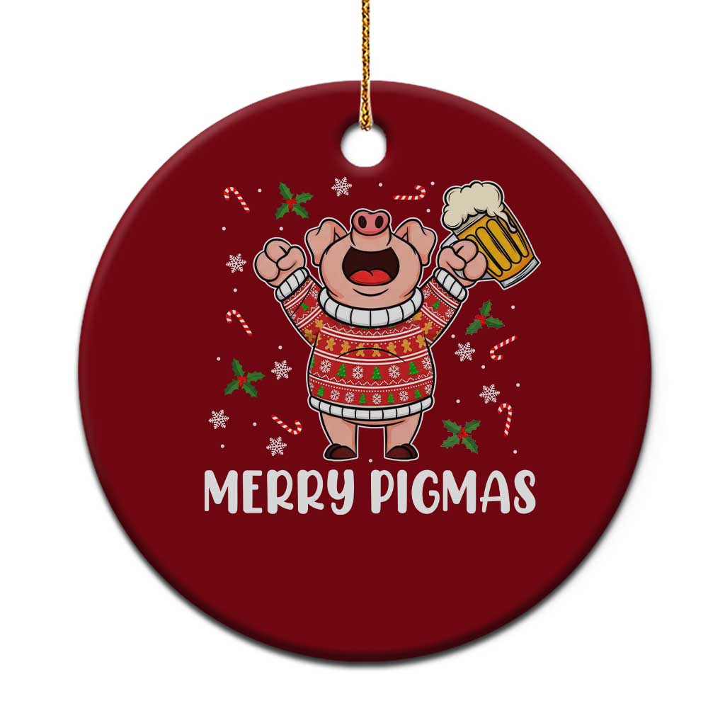 Christmas Pig Drinking Beer Ceramic Ornament Funny Merry Pigmas Gift TS12 1pc Red Print Your Wear