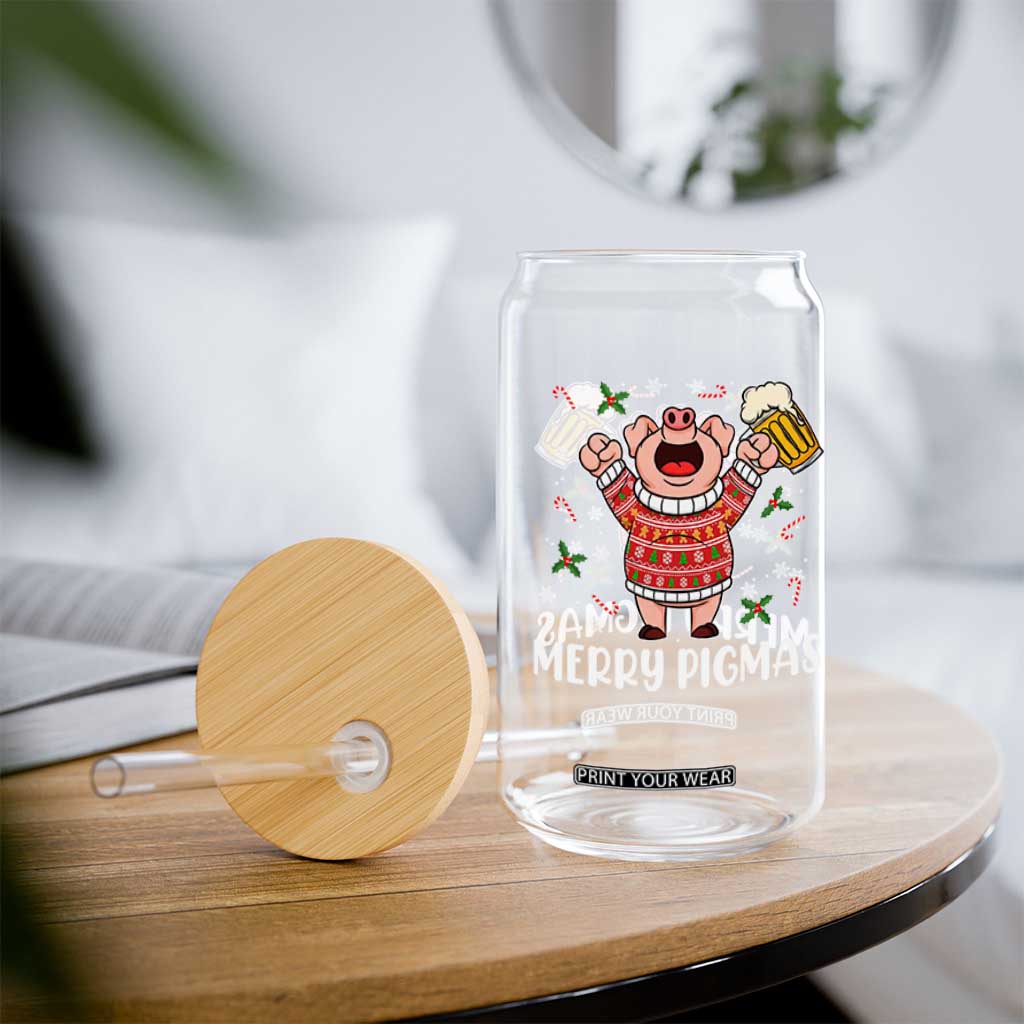 Christmas Pig Drinking Beer Glass Can Funny Merry Pigmas Gift TS12 Print Your Wear