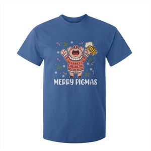 Christmas Pig Drinking Beer T Shirt For Kid Funny Merry Pigmas Gift TS12 Royal Blue Print Your Wear