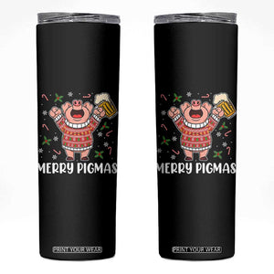 Christmas Pig Drinking Beer Skinny Tumbler Funny Merry Pigmas Gift TS12 Black Print Your Wear