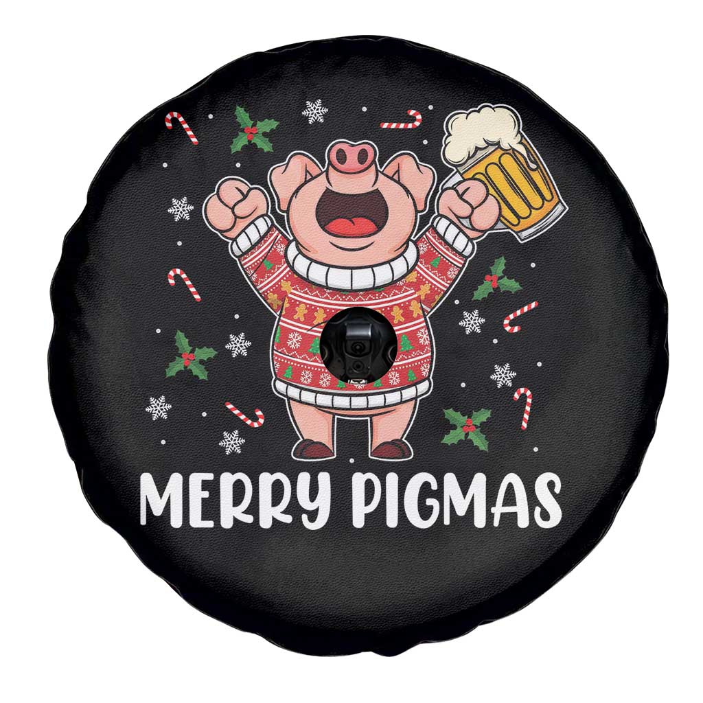 Christmas Pig Drinking Beer Spare Tire Cover Funny Merry Pigmas Gift TS12 Print Your Wear