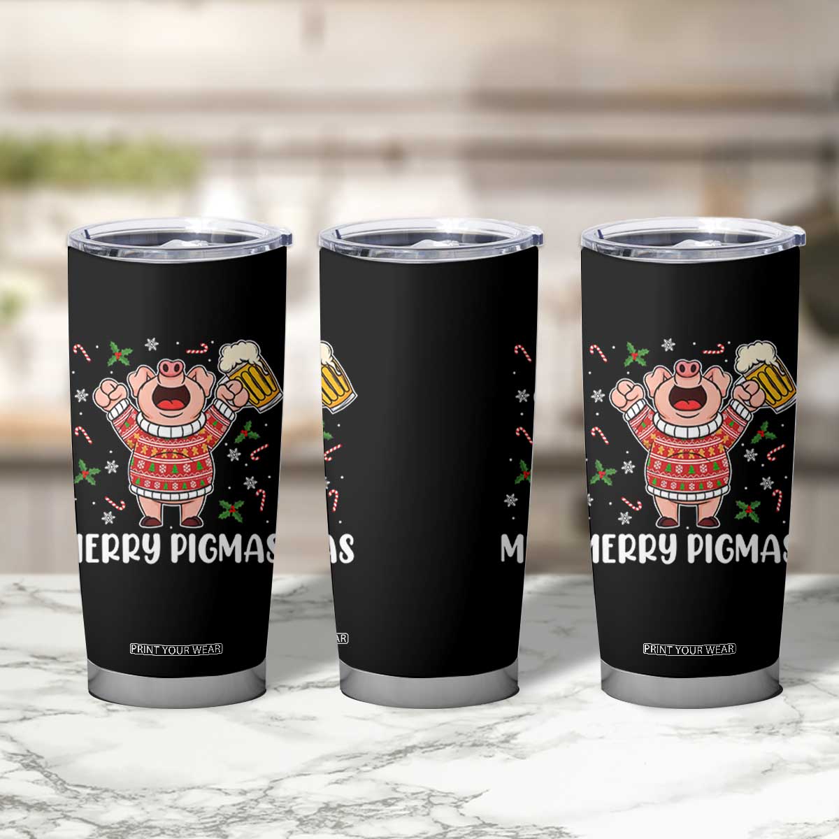 Christmas Pig Drinking Beer Tumbler Cup Funny Merry Pigmas Gift TS12 Print Your Wear