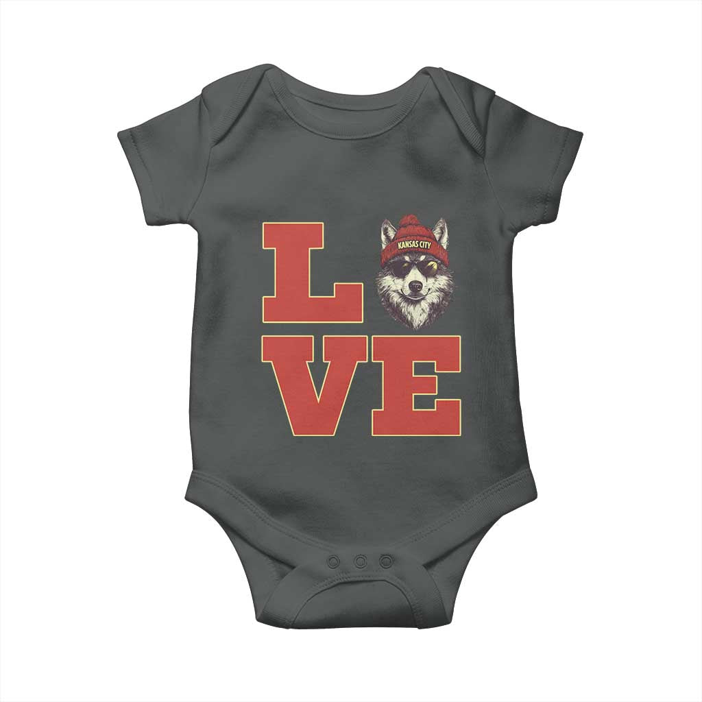 Midwest Wolf Football Pride Baby Onesie Game Day Gift TS12 Dark Heather Print Your Wear