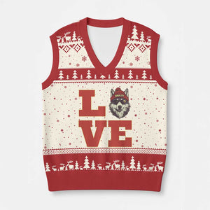 Midwest Wolf Football Pride V-Neck Knit Sweater Vest Game Day Gift TS12 Beige Red Print Your Wear